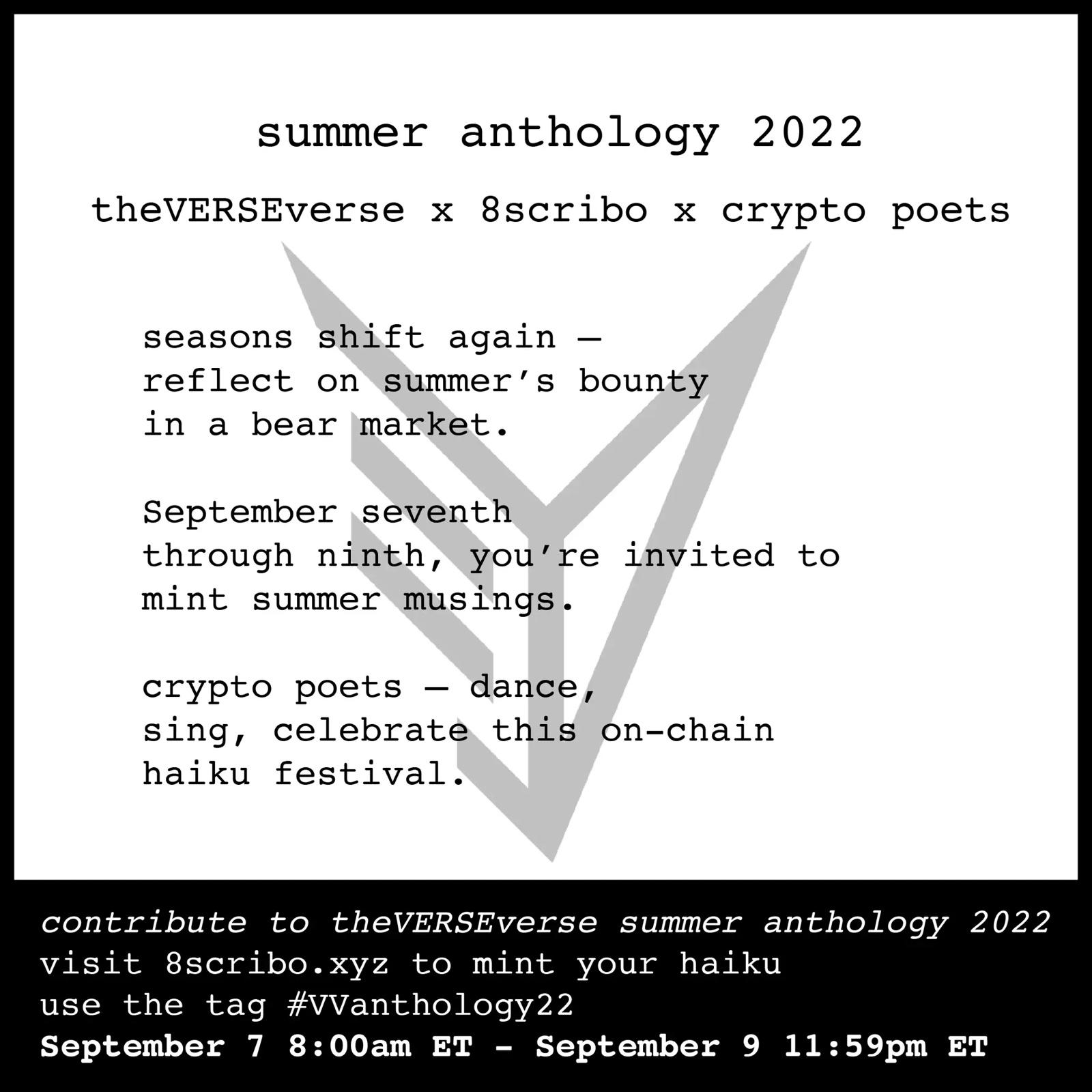 Ein Haiku der Summer Anthology 2022 auf der 8scribo-Plattform